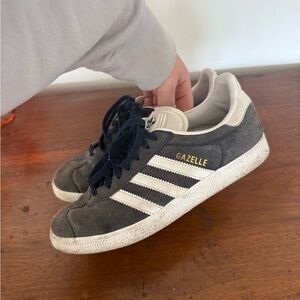 adidas Gazelle Sneakers in Charcoal Gray with White Stripes